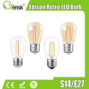 E27 Plastic S14 LED Filament Bulb 1W 2W Waterproof Shatterproof String Light Replacement Bulb Vintage Warm White Outdoor Night Lighting for Party Garden Patio Home Decoration Led Replacement Bulb