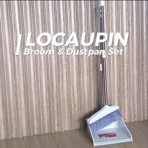 Locaupin Household Cleaning Broom & Dustpan SET Plastic Long Handle Floor Sweeper Sturdy & Durable Cleaning Tools
