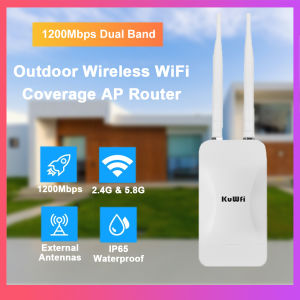 KuWFi 1200Mbps Outdoor AP Router Dual Band Wireless Wi-Fi Access Point AP Router High Gain External Antenna 24V POE Repeater