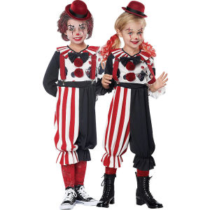 Adult Halloween Circus Joker Cosplay Costume Pennywise Clown Jumpsuit With Hat Ghost Joker Funny Stage Costumes For Kids Boy Girls