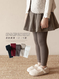 Thickened Fleece Girls Leggings Autumn Winter Style Brushed Finish Nine-Tenths Pantyhose Childrens Base Layer Socks