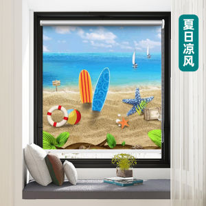 Shutter Curtain Shading Full Sunshade Adjustable Kitchen Bathroom Bedroom Balcony Punch-Free Louver Roll-up Type