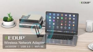 EDUP AX1672 WiFi 6E Wireless Network Card MTK7921AU 3000Mbps USB 3.0 Tri-Band 2.4G 5G 6G High Gain Antenna WiFi Receiver Dongle