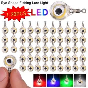 1-20pcs Mini Fishing Lure Light LED Deep Drop Underwater Eye Shape Fishing Squid Fishing Bait Luminous Lure for Attracting Fish