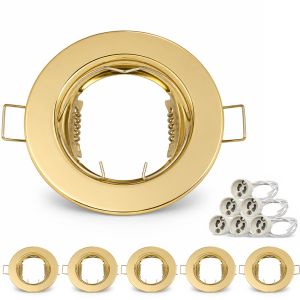 JOYINLED 6 CÁI GU10 Đèn Âm Trần Có Thể Điều Chỉnh Khung Đèn Vàng Có Thể Điều Chỉnh Cho Bóng Đèn LED 50mm Giá Đỡ Đèn Tròn Cho Phòng Ăn