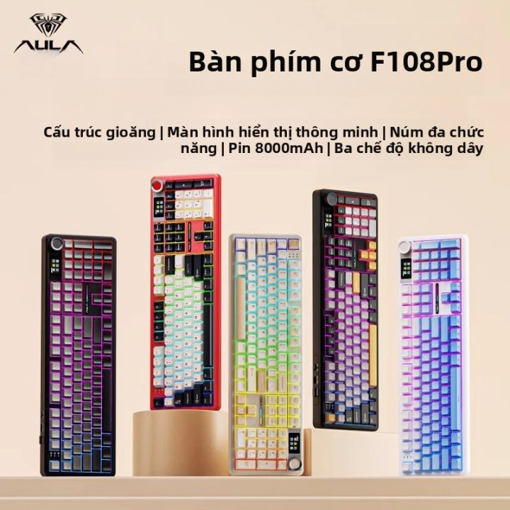 Bàn Phím Cơ Học Tùy Chỉnh AULA F108pro 104 Phím, Kết Nối Có dây/BT ...