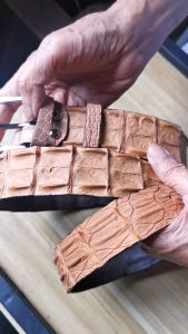 Popular belts are crocodile leather double bone buckle pin buckle