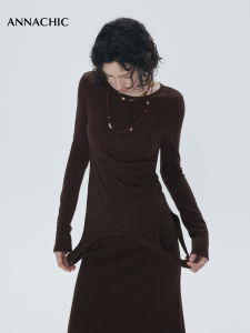 ANNACHIC | Bộ Quần Áo Thun Dài Tay & Chân Váy Đa Năng Elegent