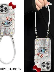 Fire Flying KT Cat Mirror Phone Case Huawei Pura80pro P70 Protective Cover Mate80/70/P60 Nova14pro/13/12 Women P30 Enjoyment 80 Milk Foam