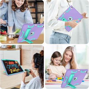 Kickstand & Pencil Holder 3 in 1 Heavy Duty Rugged Hard Plastic Silicone Bumper Shockproof Kids Case for iPad 11th Generation A16 2025iPad Air 7th 11 2025/Air 6th 2024iPad 10th Gen 9th 8th 7th 6th 5thiPad Pro 11 2025 2024Mini 7 6