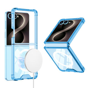 szhaiyu | Magnetic Transparent Phone Case For Samsung Galaxy Z Flip Flip 8 7 for Magsafe Airbag Air-Cushioned Wireless Charging TPU Cover