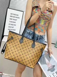 HANKE Quality Neverfull GM and Carry All Tote Bags Side Laces With Pouch And Twilly Scarf Fashion Handbags For Women