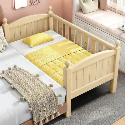 BAIFULING | Expandable Childrens Wooden Bed Wide Bedside