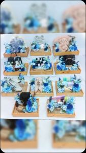 Set Kotak Hadiah Pernikahan Elegan - 4 Box Warna Cinnamon/Abu-abu Tua