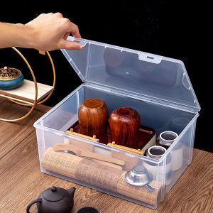 Kung Fu Tea Set Storage Box with Lid Dustproof Cup Holder Teapot Box Tea Ceremony Portable Home Storage Storage Basket