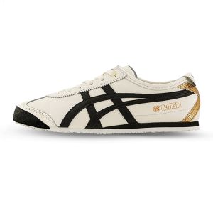 100% Authentic Tiger Shoes Mexico 66 classic soft sole casual shoes for men and women Non-slip sneakers Wear resistant leather shoes Running shoes beige/black