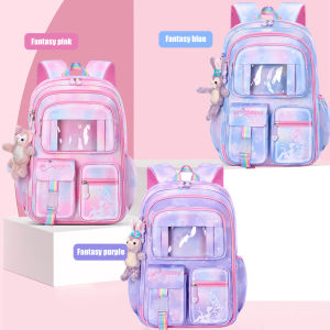 New elementary school schoolbag refrigerator side opening light large-capacity schoolbag to reduce the burden of girls schoolbag dream childrens backpack suitable for grades 1-6