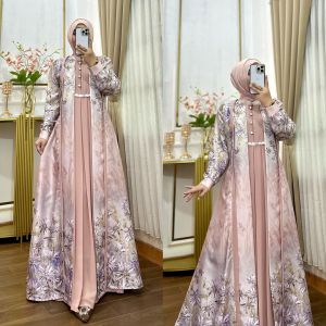 gamis modern motif terbaru Marbella simple elegant kekinian edisi anara dress