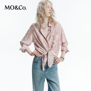 MO&Co. | Silk Modal Peacock Pattern Washed Loose Shirt