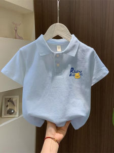 Pure Cotton Childrens Polo Shirt Short Sleeve Baby T-Shirt Cartoon Print Casual Loose Fit Summer Fashionable Top for Boys And Girls
