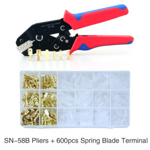 SN-58B Professional Spring Blade Terminal Crimping Tool Kit Automotive Wiring Harness Crimp Pliers 0.25-1.5mm² AWG 22-14
