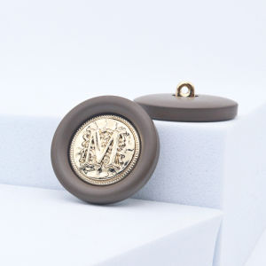 Elegant Ins Style Metal Button Letter M Light Color Resin Decorative Coat Button High End Fashionable off White Dressing Accessory