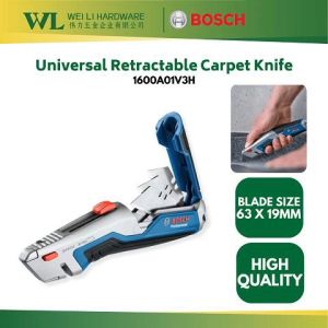 BOSCH 1600A01V3H Universal Retractable Carpet Knife With Blade Storage Spare Blade/Pisau