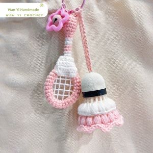 Handmade DIY Badminton Shuttlecock Pendant Creative Gift Small Hook Weaved Friend Jewelry Ideal Present for Bestie
