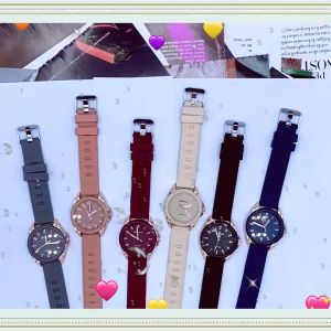 (COD)Jam Tangan Wanita Analog Quartz Model Gaya Tali Rubber Warna-Warni Bulat Cantik