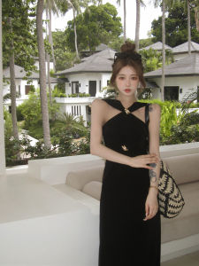 Váy Dài Không Tay Màu Đen Thanh Lịch Mùa Hè Cho Nữ Váy Midi Ôm Sát Eo Váy Đi Biển Gợi Cảm Váy Dự Tiệc Váy Công Sở Phong Cách Hàn Quốc