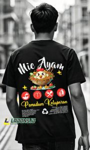 LADONS.ID BAJU KAOS PEDAGANG MIE AYAM PANGSIT KATUN COMBED 24S LENGAN PENDEK DAN PANJANG
