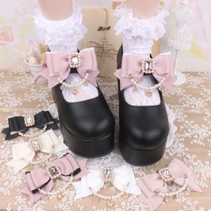 Handmade Lace Butterfly Knot Beaded Heart Water Diamond Pendant Shoe Clip Shoe Buckle Shoe Decoration Mine Field Series