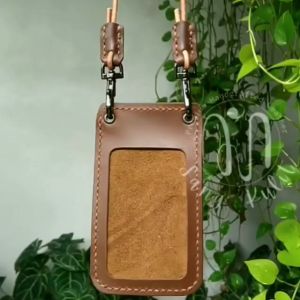 Name Tag Kulit Sapi Premium TANPA COVER MIKA Tali ANTI MELINTIR | Kalung Gantungan Holder