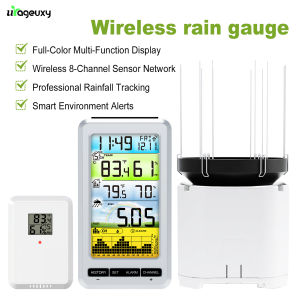 Wireless Digital Pluviometer with Self-Emptying Collector Accurate Real-Time Rainfall Monitoring Indoor/Outdoor Temperature