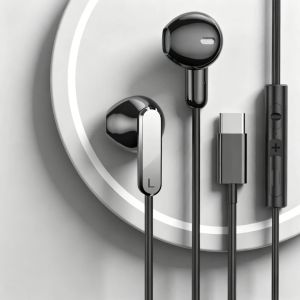 Wired Earphones with 3.5mm & Type-C Dual Plug HiFi Bass Stereo Headset with Volume Control Ideal for Gaming & Music