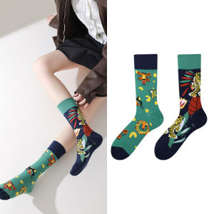 Asymmetric Creative AB Graffiti Long Socks