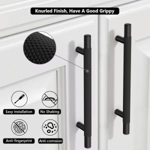Knurled Cabinet Handles with Diamond PatternSolid Aluminum Alloy Door Handle KnobsDrawer Pulls Gold/Black/Silver T Bar Handle