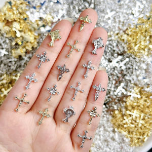 20PCS Multiple Style Retro Alloy Cross Nail Art Decorations Light Luxury Exquisite Shinny Cross Nail Charms for DIY Cool Nails