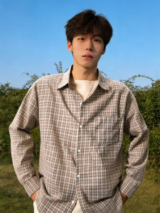LIUBU | Laid-back High-end Brown Checkered Shirt for Couples