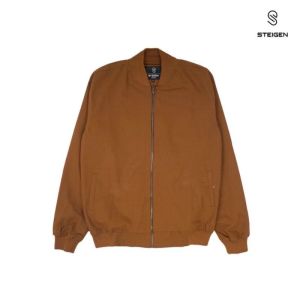 Bomber Jaket Pria Kanvas Casual Polos Basic Caramel - Jaket Bomber Canvas Oslo Sueding Fit Steigen