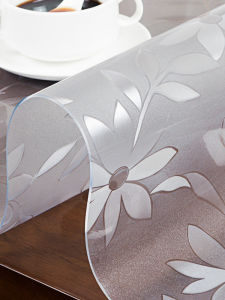 โมเดิร์น เรียบง่าย พลาสติก PVC < Ne2> ผ้าปูโต๊ะแก้วชาตารางตู้ทีวีผ้าปูโต๊ะกันน้ํา Oilproof No-wash Arc Shape