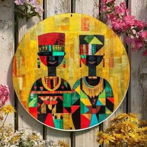 CIFbuy | CIFBUY African Aluminum Wall Decor - 2D Flat Circular Painting Rustproof Exquisite Home Art for Living Room Decor