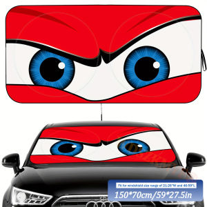 Car Cartoon Devils Eye Foldable 59x27.5 Car Windshield Sun Shade Funny Car Eyes Sun Visor Wear-ResistantFoldable Reflective