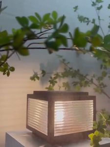 Vimite Outdoor Solar Column Waterproof LED Light 4 Color Light Automatic Sensor Garden Column Light Waterproof IP67 Garden Fence Light Remote Control House Gate Column Light Decorative Atmosphere Light