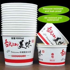 Disposable Paper Bowls for Breakfast Soup Bowl Large Size Instant Noodles Bucket Home Dinner Party Street Vendor Business Use