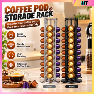 360 Degree Rotating 40 Capsule Coffee Pod Holder Tower Stand Rack Fits For Nespresso Capsule