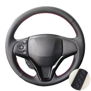 Perforated Leather Car Steering Wheel Cover Trim Black For Honda Fit City Jazz 2014 2015 HRV HR-V 2016 Vezel 2015-2017 XRV