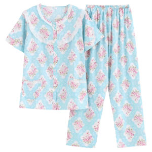 Cotton Short Sleeve Large Size Elderly Suitable Loungewear