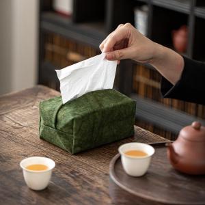 Retro Chinese Style Dustproof Cloth Art Tissue Box for Tea Room Storage Handcraft Dyed Fabric Tissue Holder Household Use