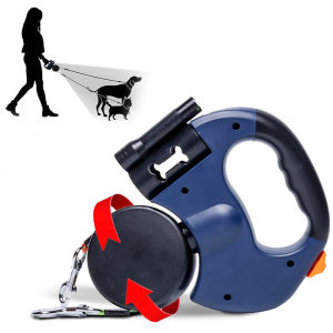 Automatic retractable two-end pet leash Dog leash with flashlight easy to with LED Light Pet Dog Leash for Small Medium Dogs